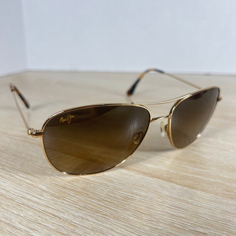Maui Jim Cliff House MJ-247-16 Titanium Silver Sunglasses 59-15-120 Gold Aviator